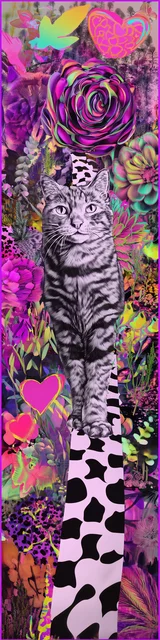 Free unique bookmark featuring a cat walking on a path